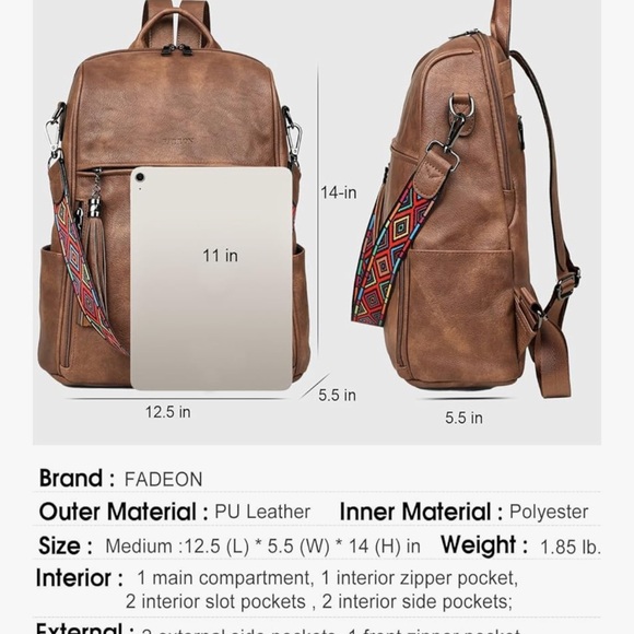 Brown Leather Backpack - Picture 6 of 6